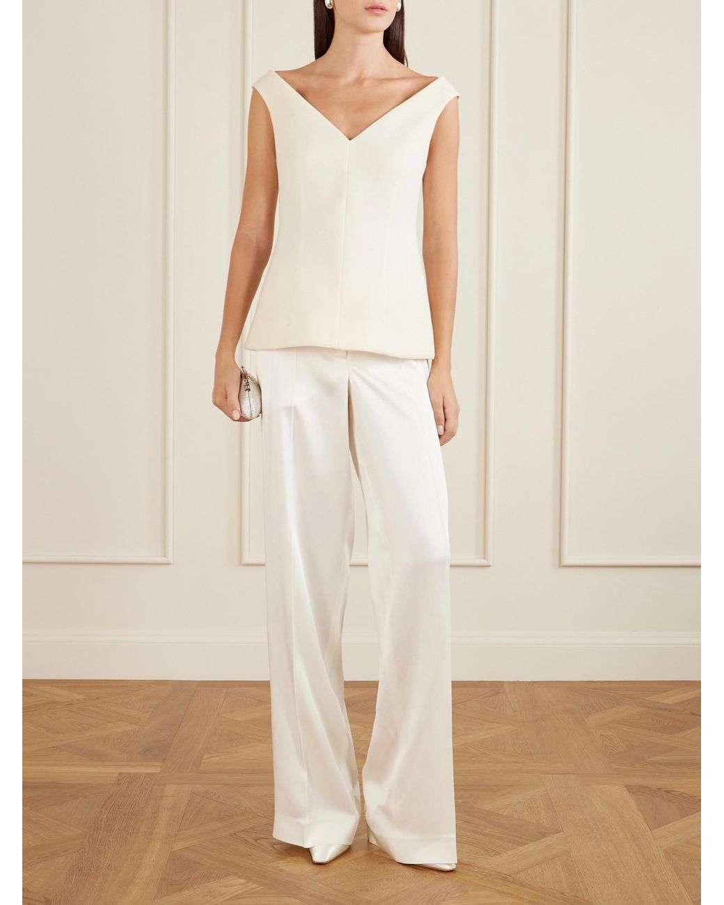 Danielle Frankel White Ida Satin Pumps