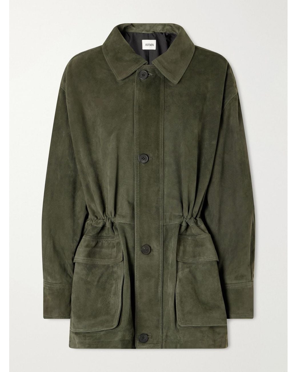 Arma Green Maeve Paneled Suede Jacket