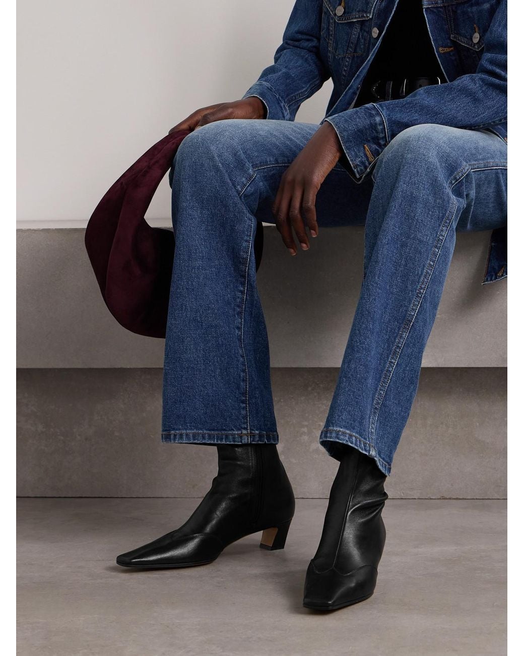 Khaite Black Nevada 40 Leather Ankle Boots