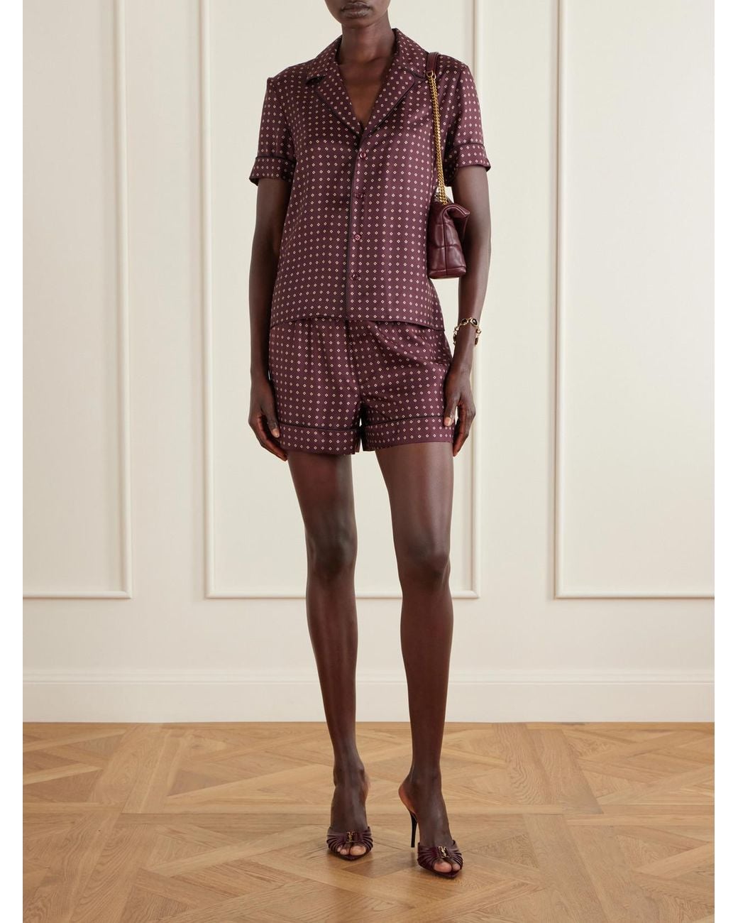 Saint Laurent Red Printed Silk-Twill Shirt