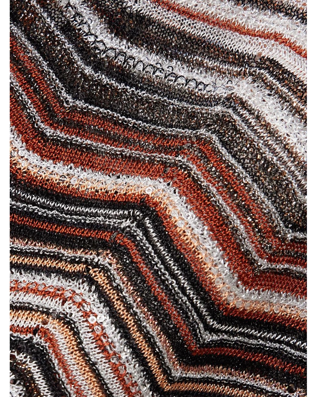 Missoni Brown Sequin-Embellished Striped Metallic Crochet-Knit Tank