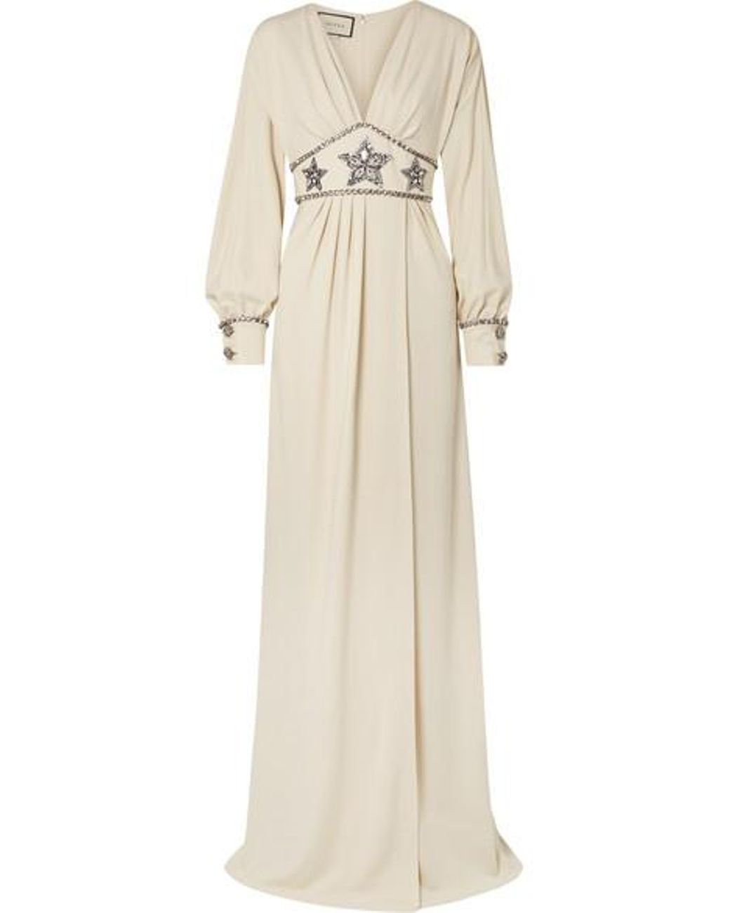 Gucci Crystal-embellished Wrap-effect Georgette Gown in White | Lyst