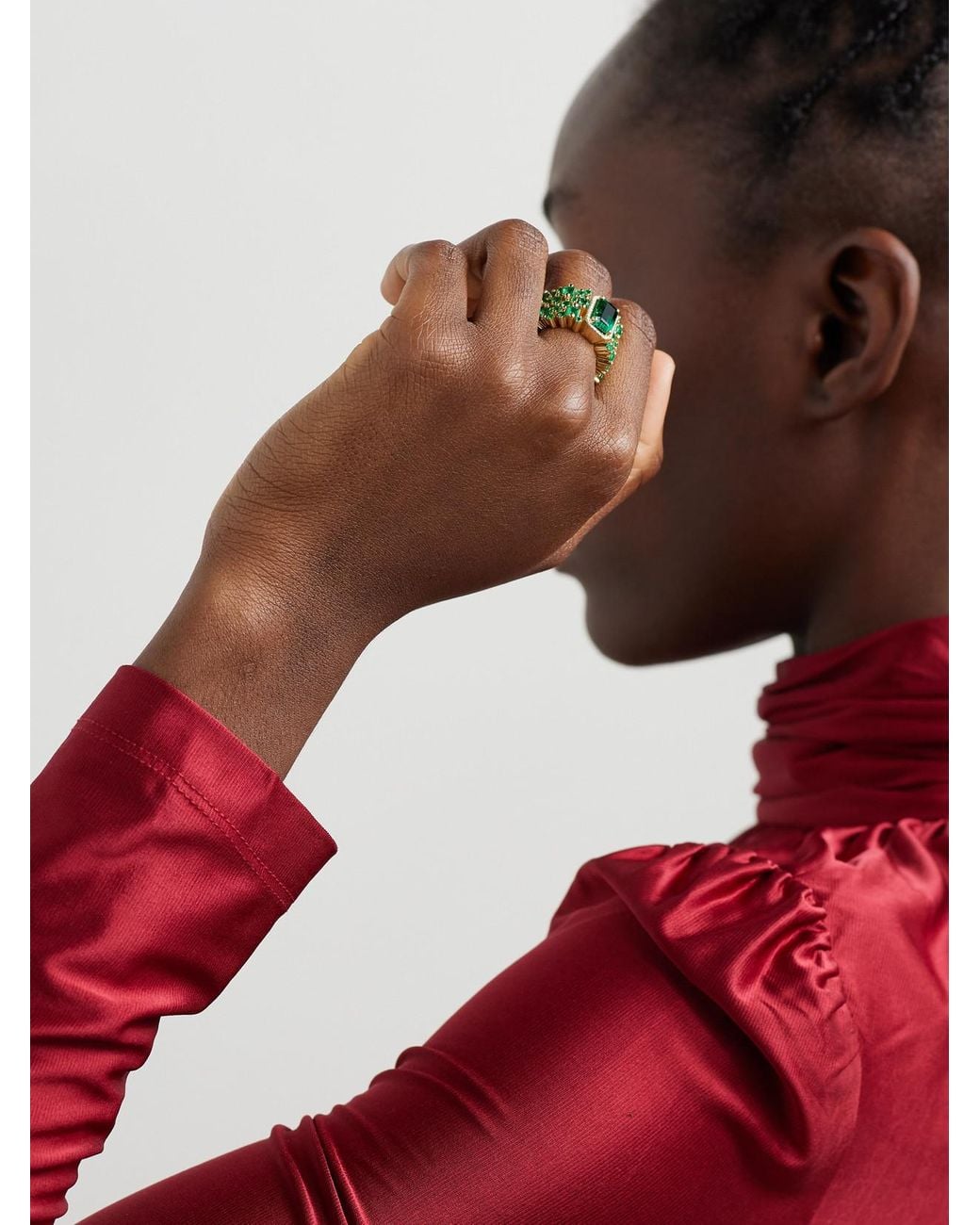 Suzanne Kalan Green 18-Karat, Emerald And Diamond Ring