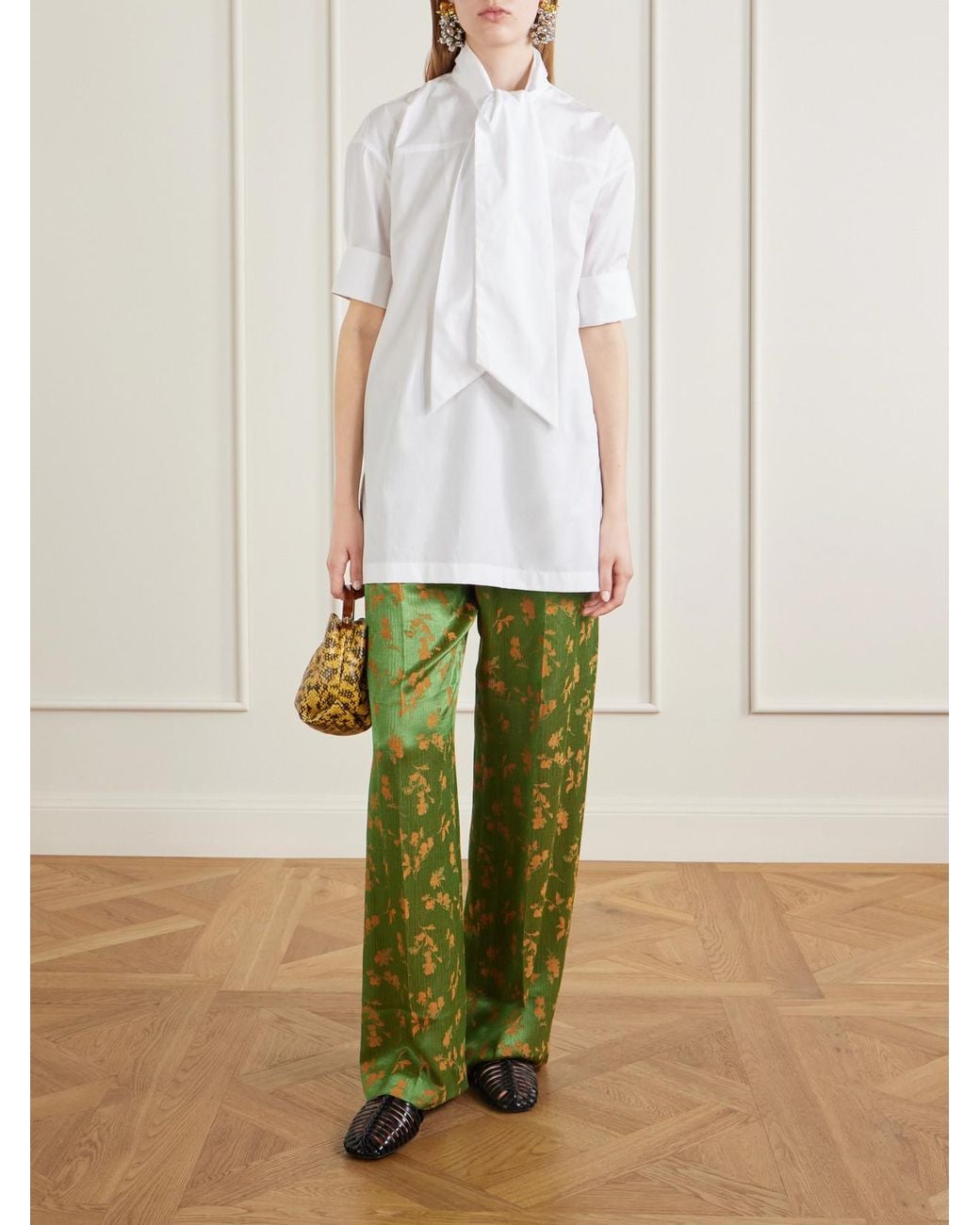Dries Van Noten Black Leather Braided Ballet Flats