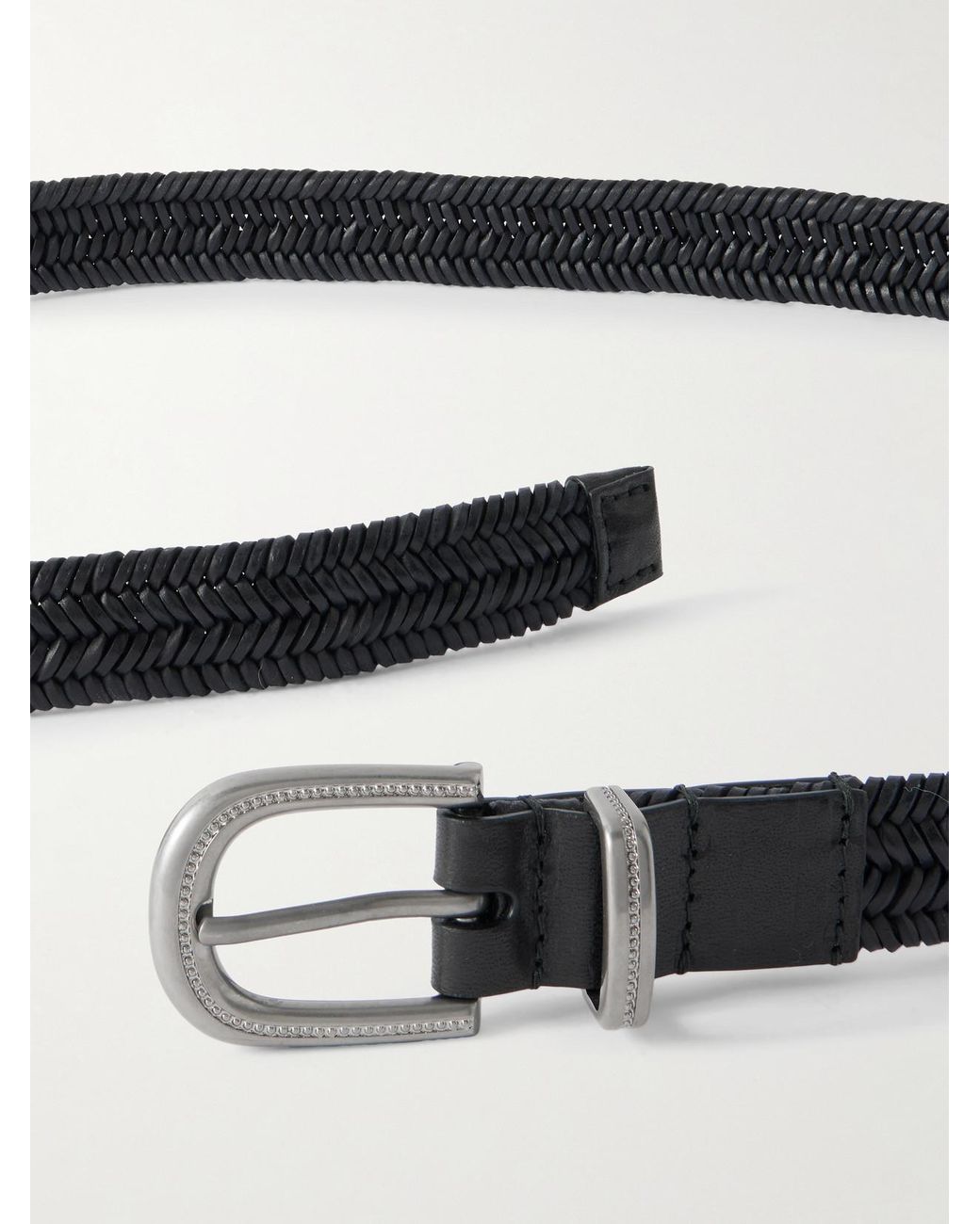 Brunello Cucinelli Black Woven Leather Belt