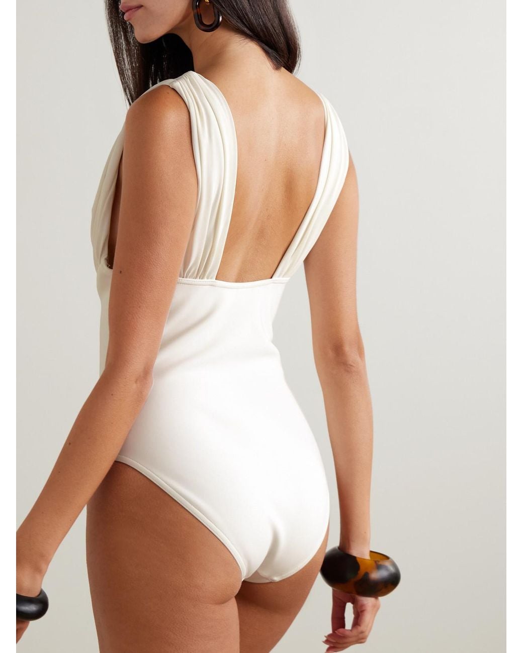 Zimmermann White Awaken Gathered Swimsuit