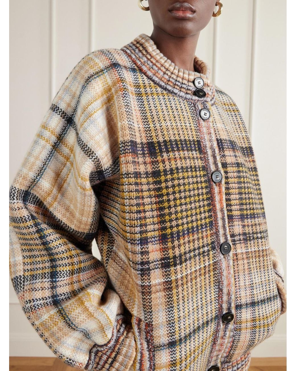 Missoni Natural Padded Checked Wool Bomber Jacket