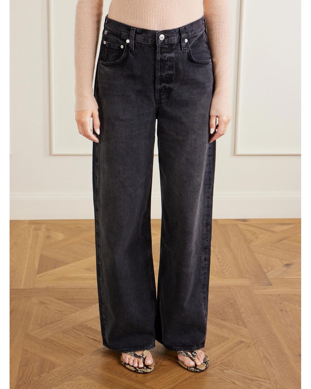 Citizens of Humanity Blue Ayla Mid-Rise Wide-Leg Jeans