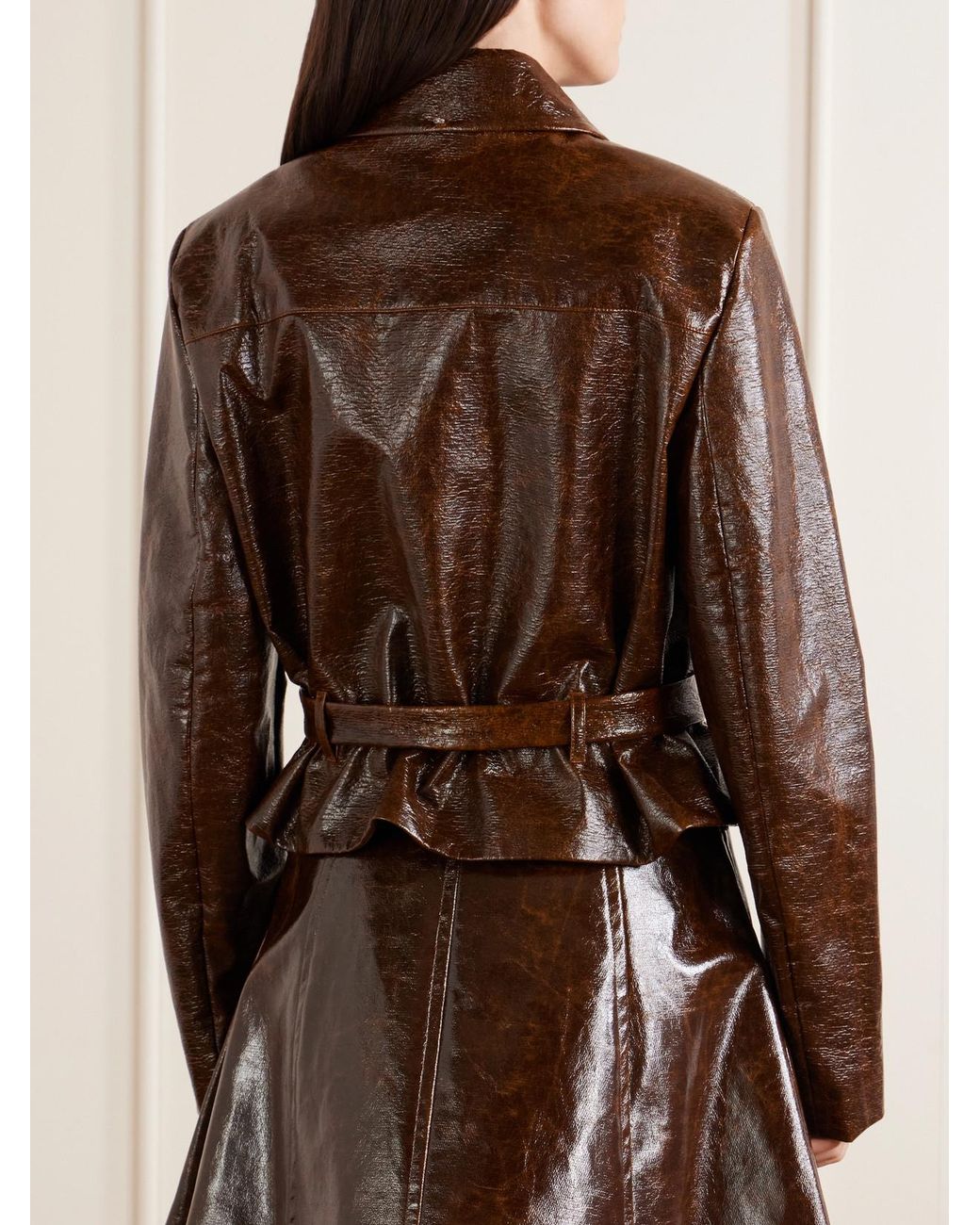Sportmax Brown Canditi Cropped Belted Coated-Cotton Jacket