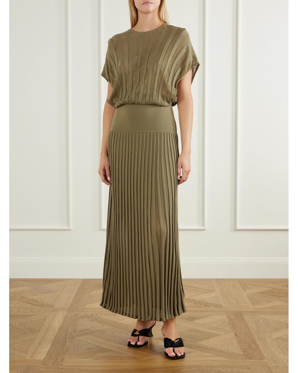 Zimmermann Green Clash Billow Striped Jersey Maxi Dress