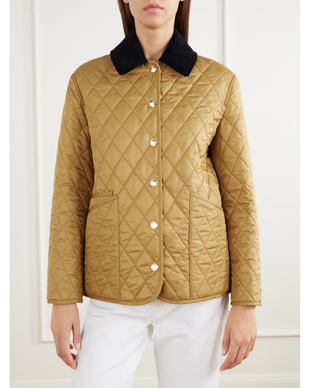 Burberry Brown Corduroy-Trimmed Quilted Shell Jacket