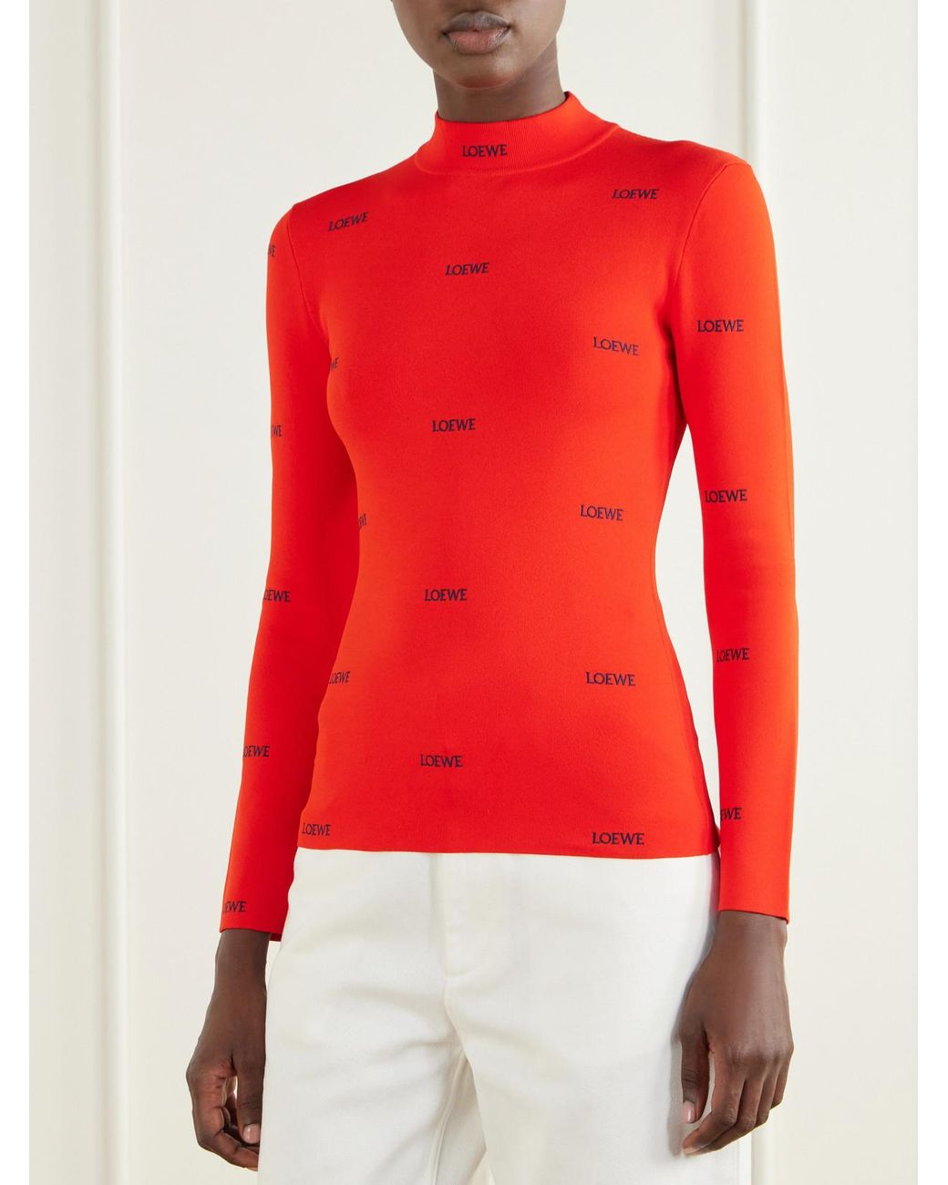 Loewe Logo-Embroidered Ribbed-Knit Turtleneck Sweater