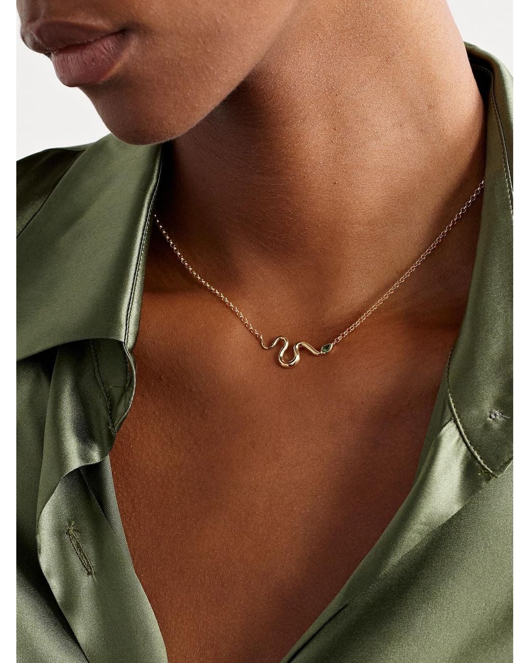 L'Atelier Nawbar Natural Boa 18-Karat Emerald Necklace