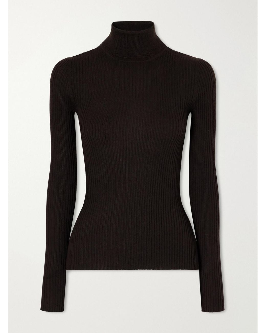 Gabriela Hearst Black Peppe Ribbed Cashmere-Blend Sweater