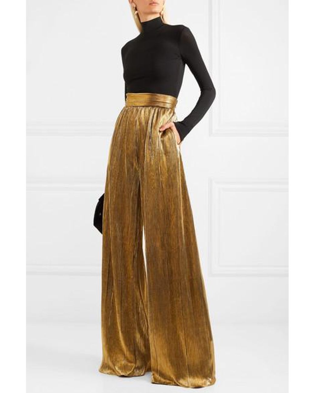 SemSem Plissé-lamé Wide-leg Pants in 