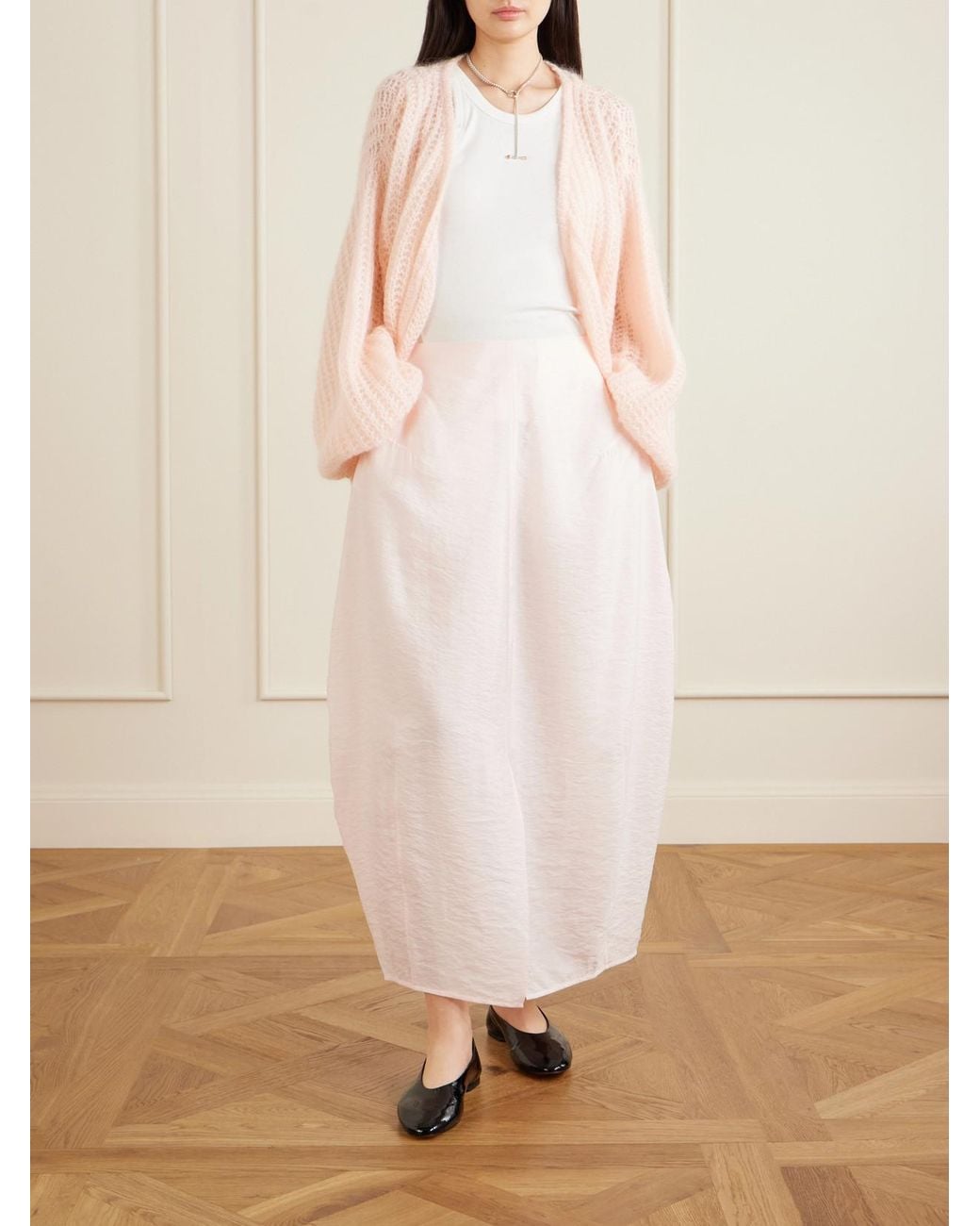 Totême  Pink Open-Knit Mohair-Blend Cardigan