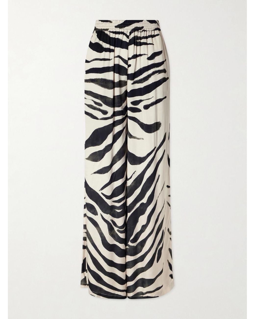 ANDRES OTALORA White Tamu Mia Printed Satin Wide-Leg Pants