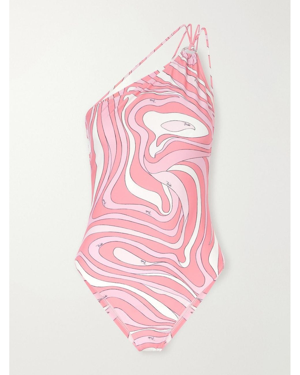 Emilio Pucci Pink Printed One-Shoulder Swimsuit