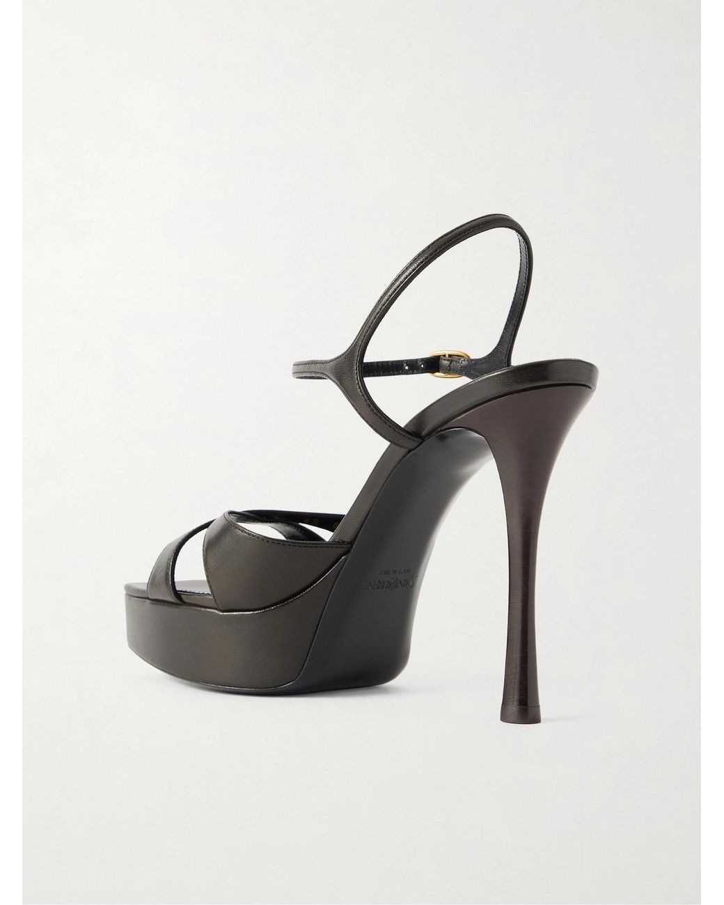Saint Laurent Brown Debbie Leather Platform Sandals