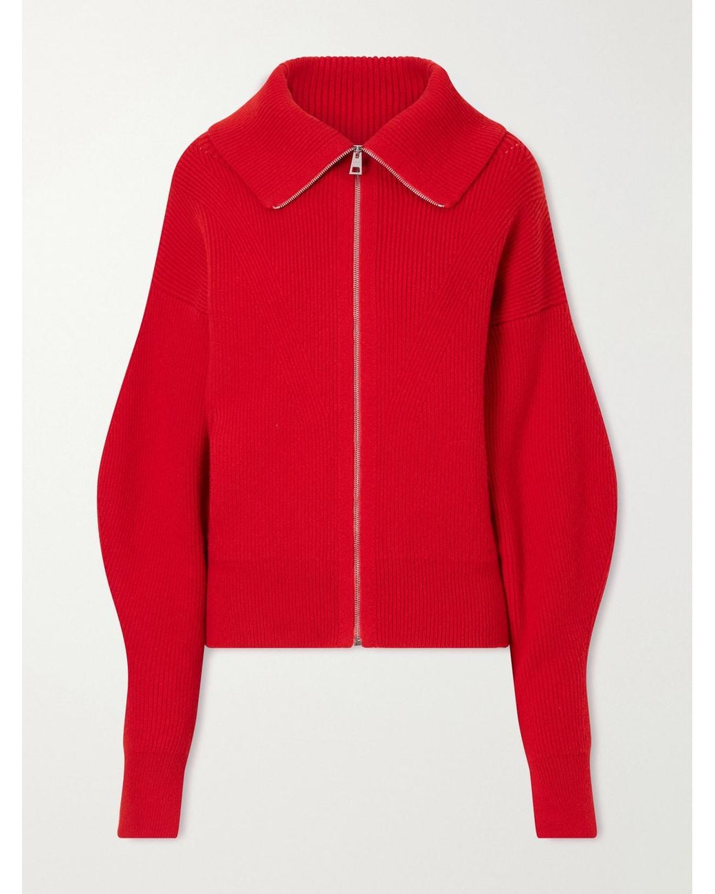 Givenchy Red Wool And Cashmere-Blend Zip-Up Cardigan