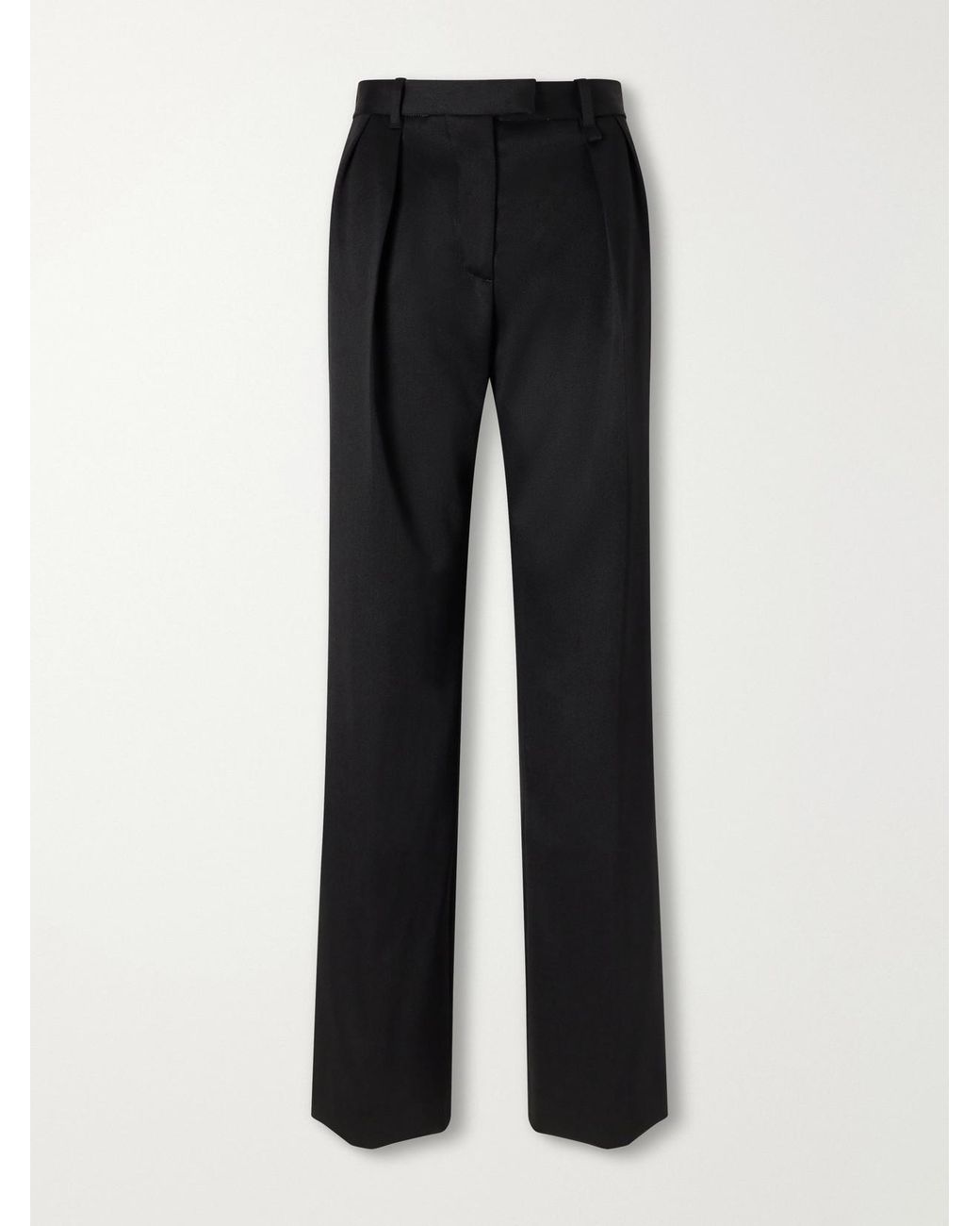 Willy Chavarria Black Pleated Wool-Blend High-Rise Straight-Leg Pants