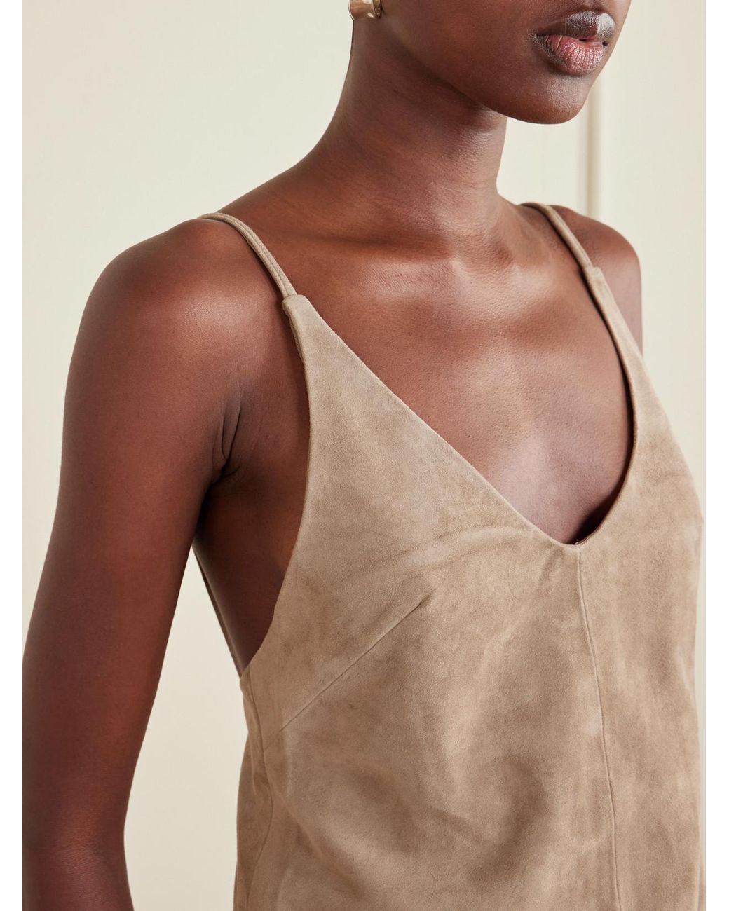 St. Agni Natural Tie-Detailed Suede Top