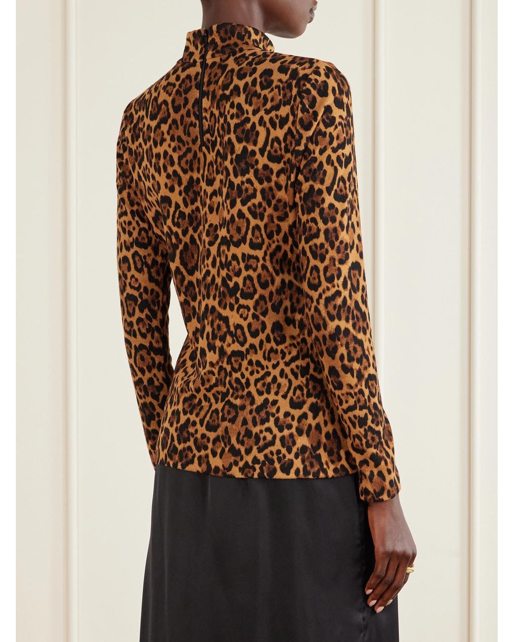 Anna Sui Brown Leopard-Print Turtleneck Sweater
