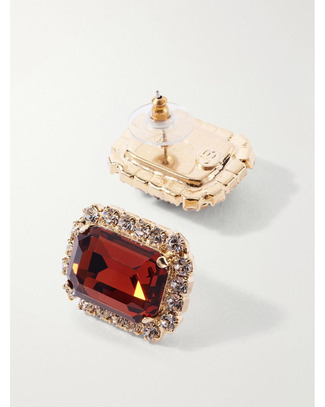 Jennifer Behr Red Diana-Plated Topaz And Crystal Earrings
