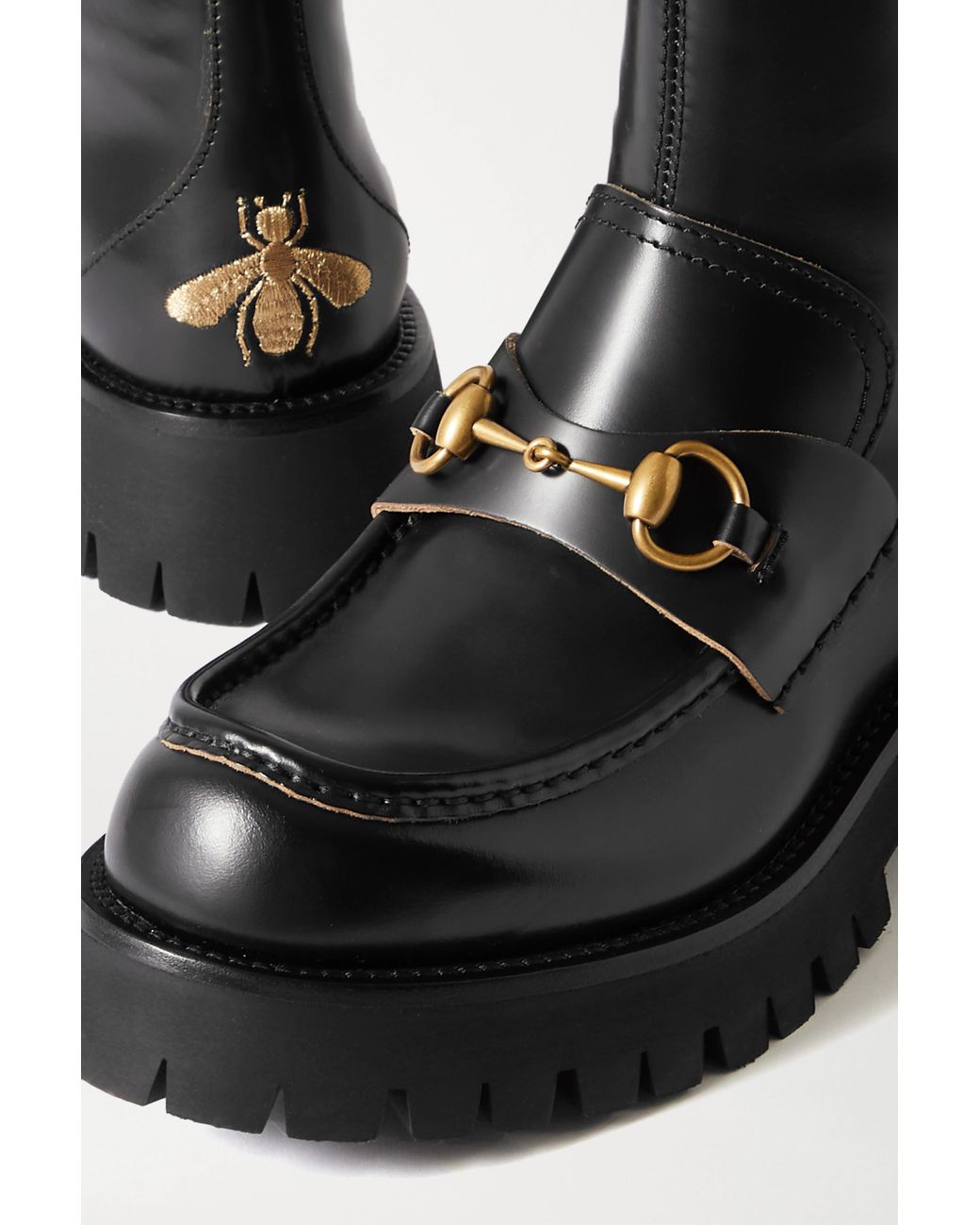 Gucci Harald Horsebit-detailed Embroidered Leather Ankle Boots in Black |  Lyst
