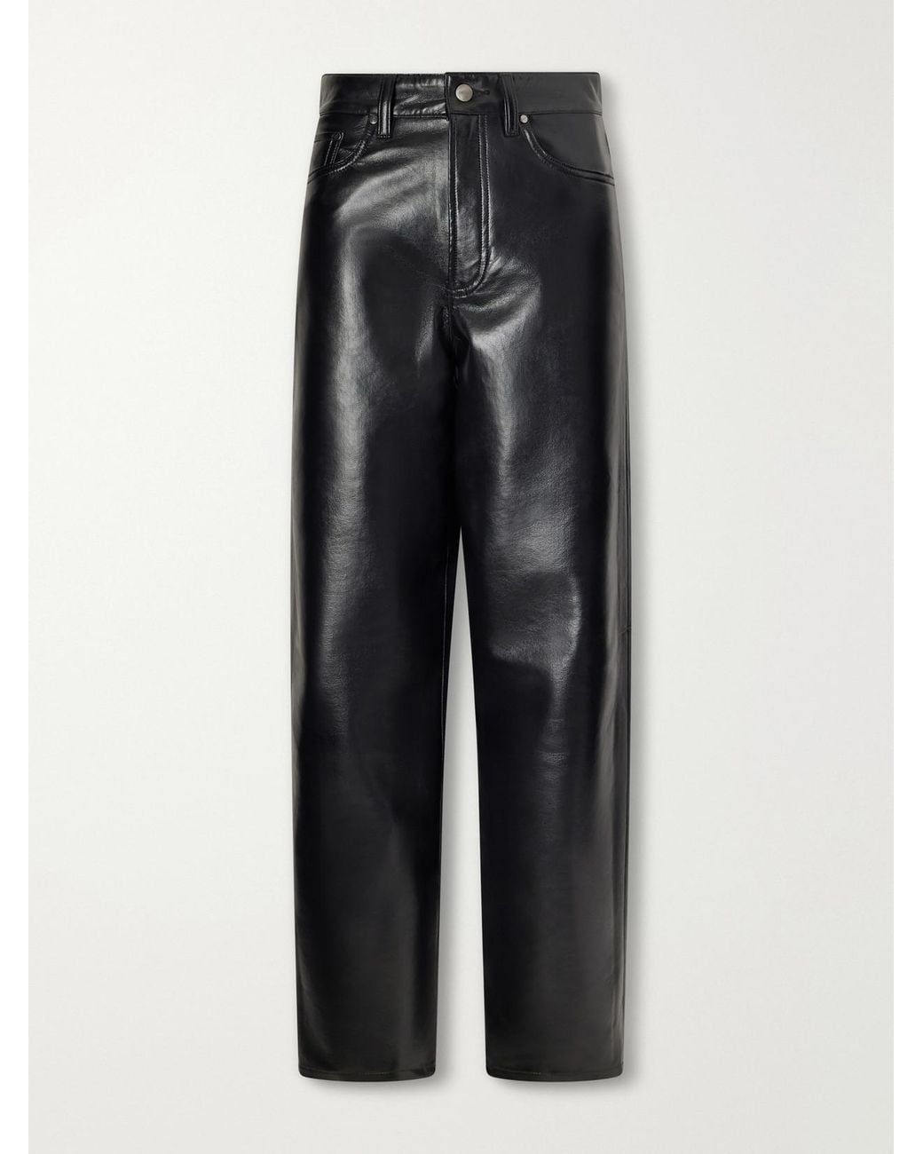Agolde Black Nate Leather-Blend Tapered Pants