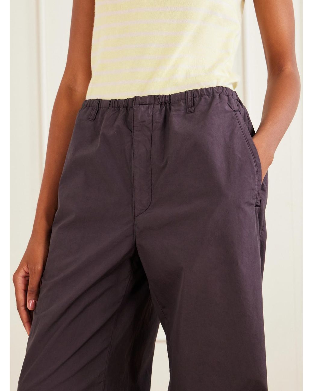 Auralee Purple Cotton Wide-Leg Pants