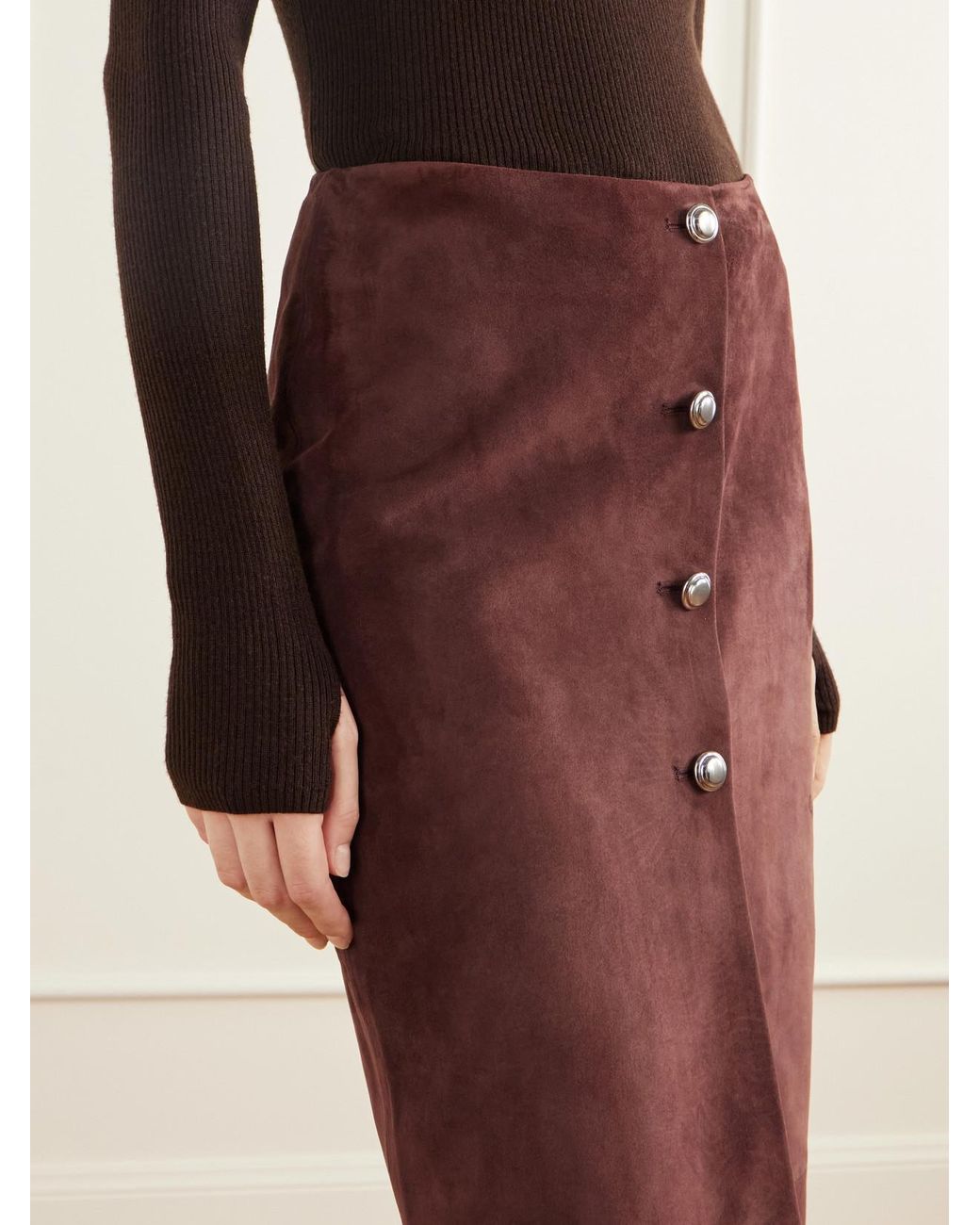 Altuzarra Purple Pinkard Paneled Suede Midi Skirt