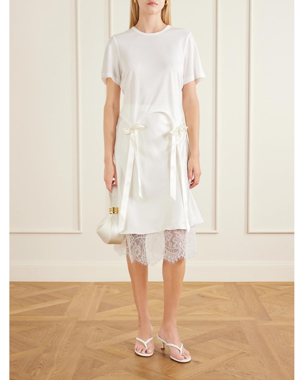 Simone Rocha White Bow-Detailed Jersey T-Shirt