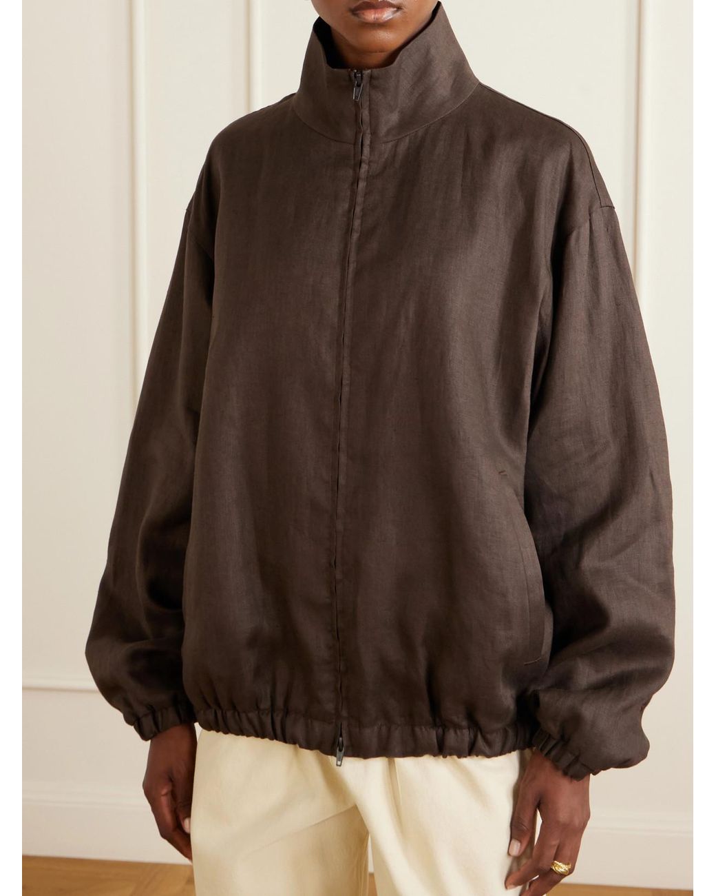 Ssstein Brown Gathered Linen Jacket