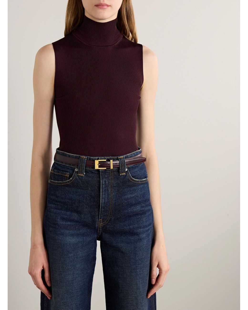 Khaite Red Manhattan Leather Belt