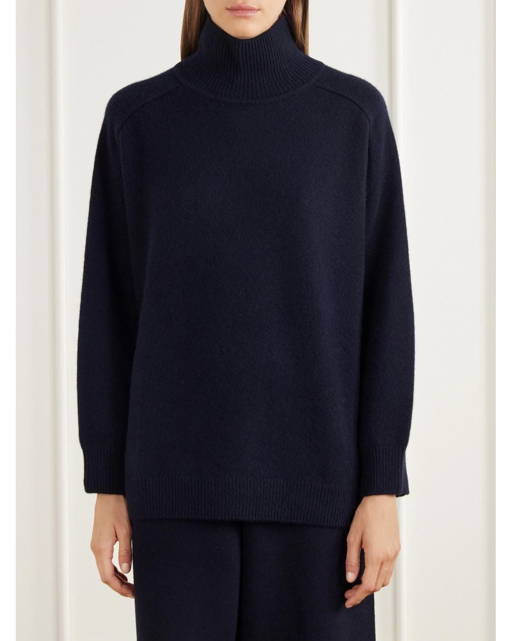Allude Blue Cashmere Turtleneck Sweater
