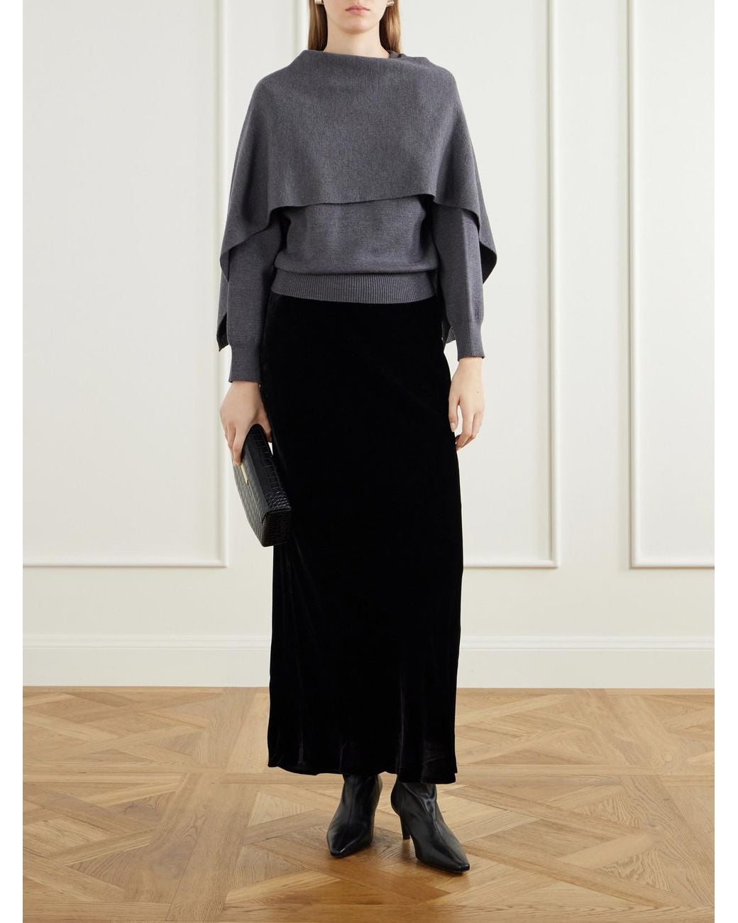 Rohe Black Velvet Maxi Skirt