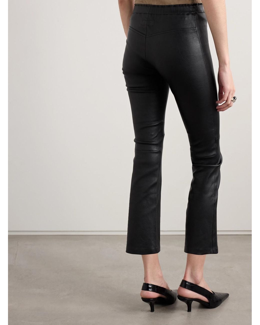 Stouls Black Jp Twenty Cropped Leather Flared Leggings