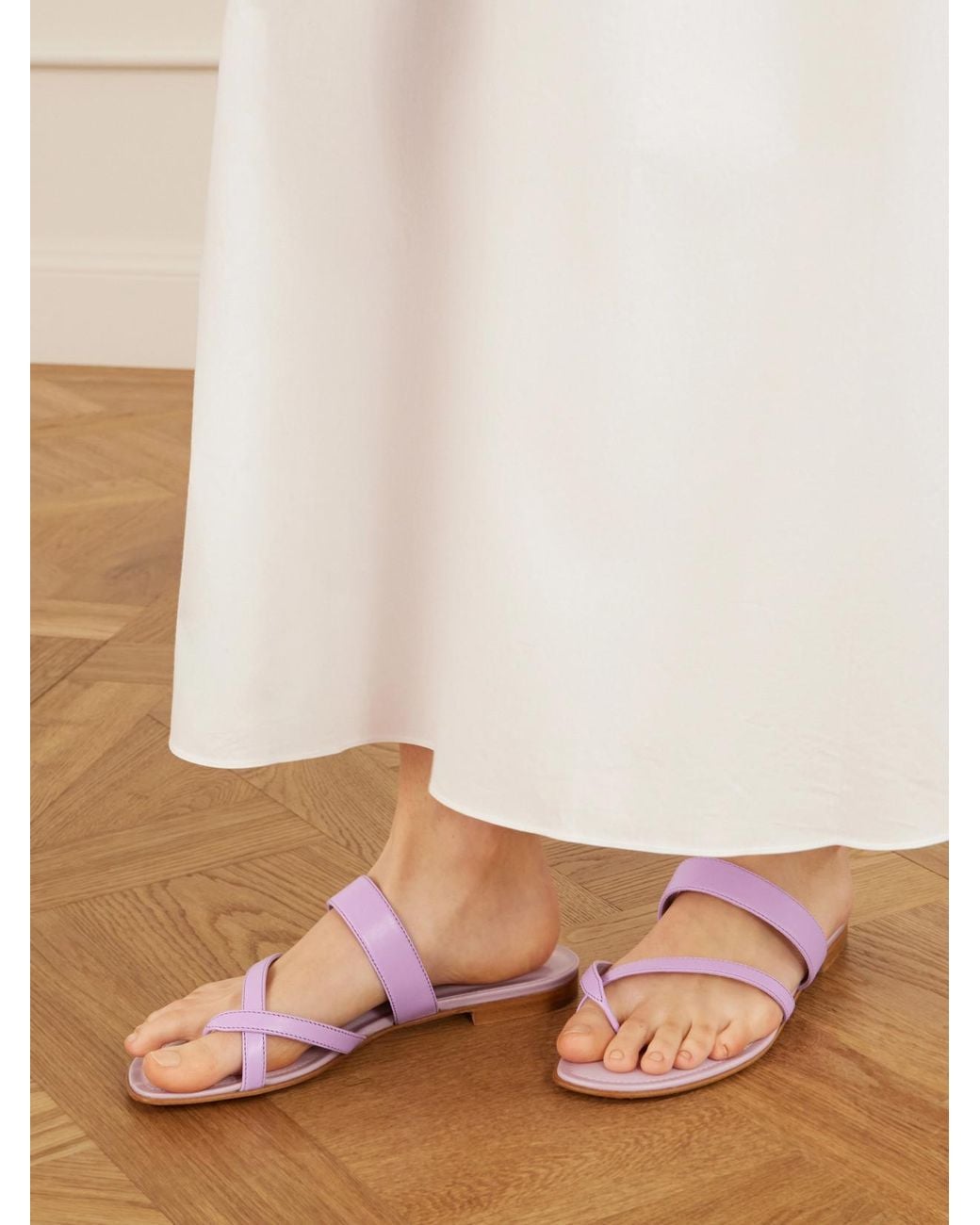 Manolo Blahnik Purple Susa Leather Sandals