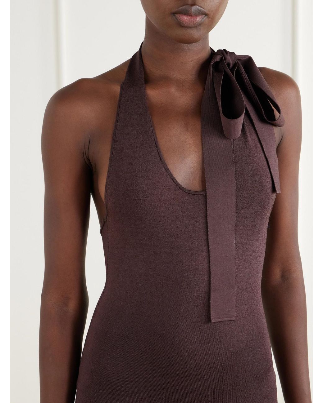 Zimmermann Purple Fairlight Pleated Stretch-Jersey Halterneck Midi Dress