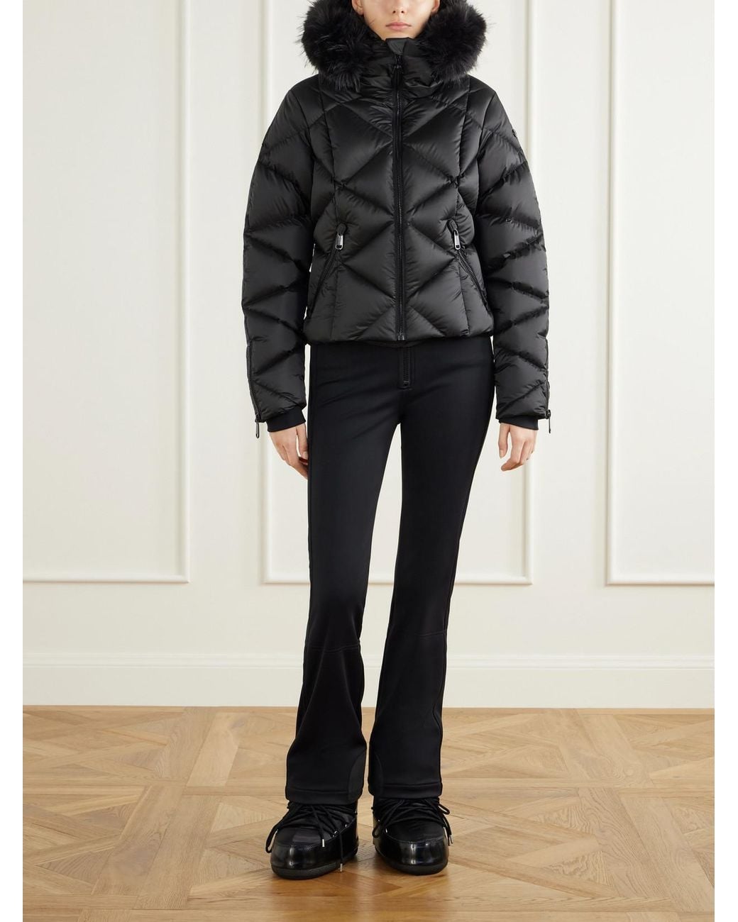 Goldbergh Black Harumi Plush-Trimmed Recycled Shell Ski Jacket