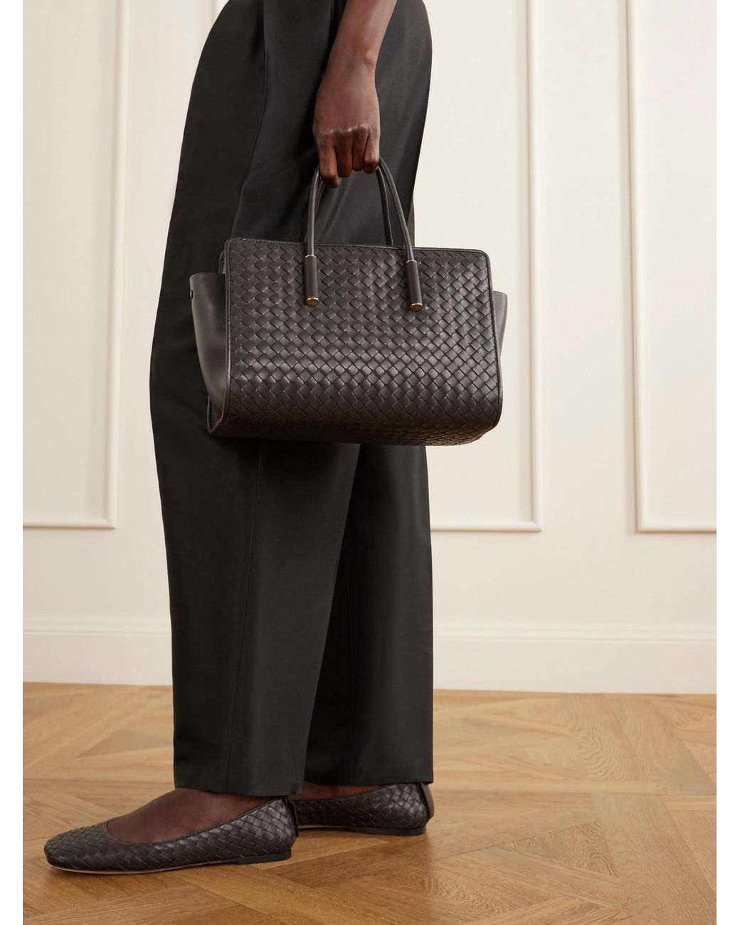 Bottega Veneta Black Barbara Intrecciato Leather Shoulder Bag