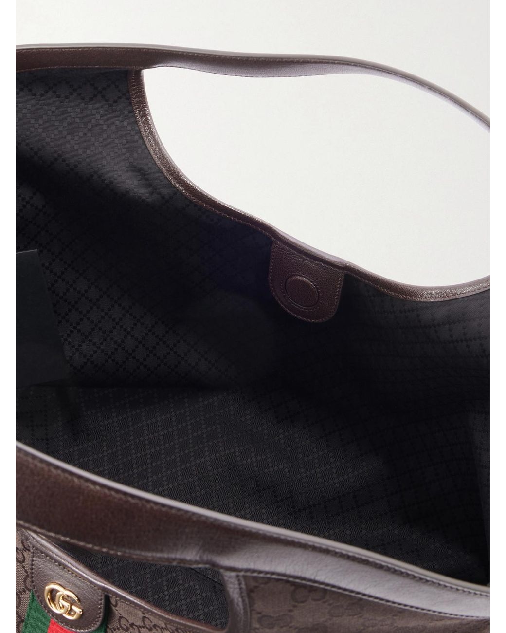 Gucci Gray Giglio Leather-Trimmed Canvas-Jacquard Tote