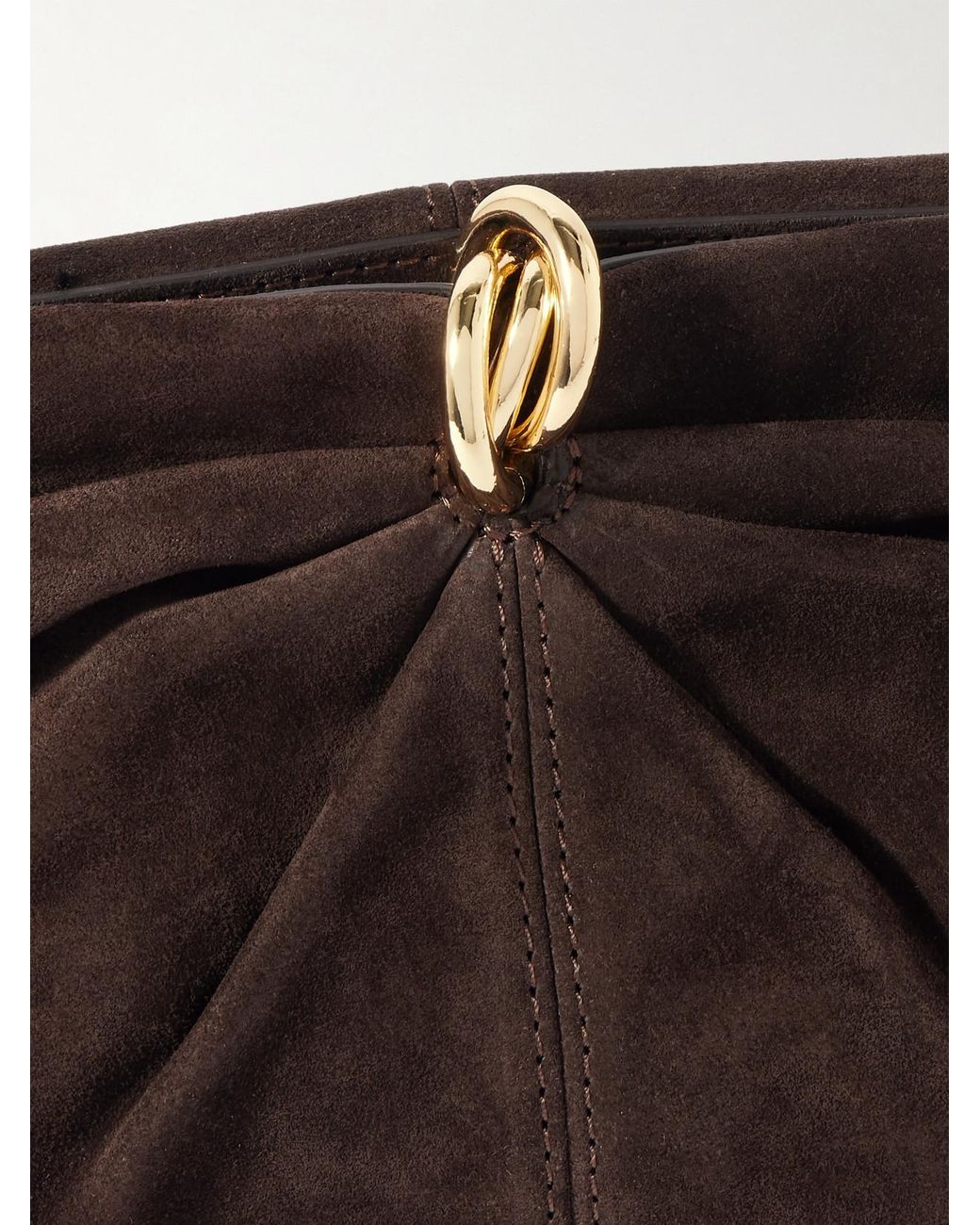 Loeffler Randall Brown Corrine Gathered Suede Clutch