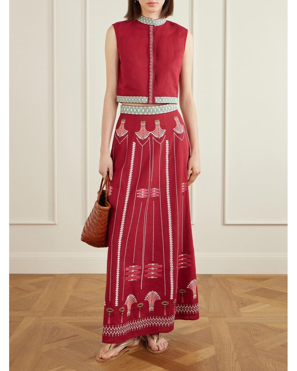 Emporio Sirenuse Embroidered Linen And Cotton-Blend Blouse