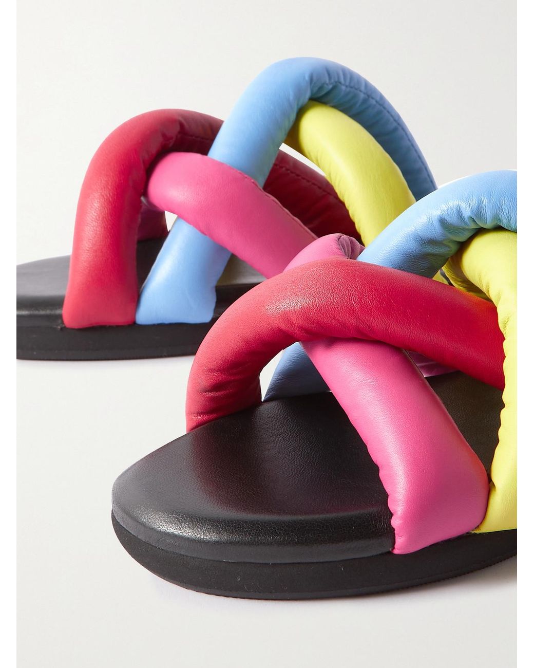 Moncler Genius White Jw Anderson Jbraided Leather Slides