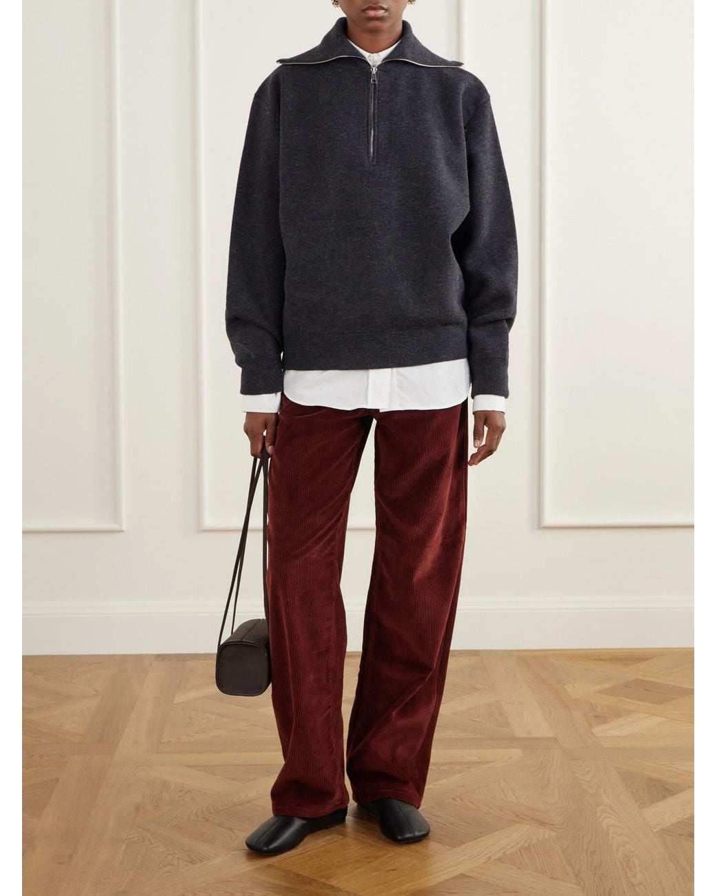Rohe Blue Wool-Blend Half-Zip Sweater