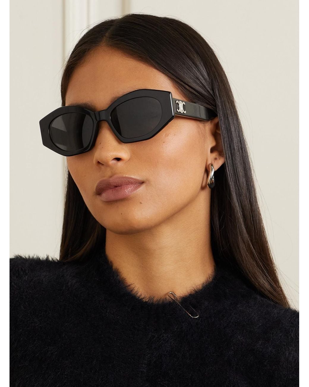 Céline Black Triomphe Cat-Eye Acetate Sunglasses