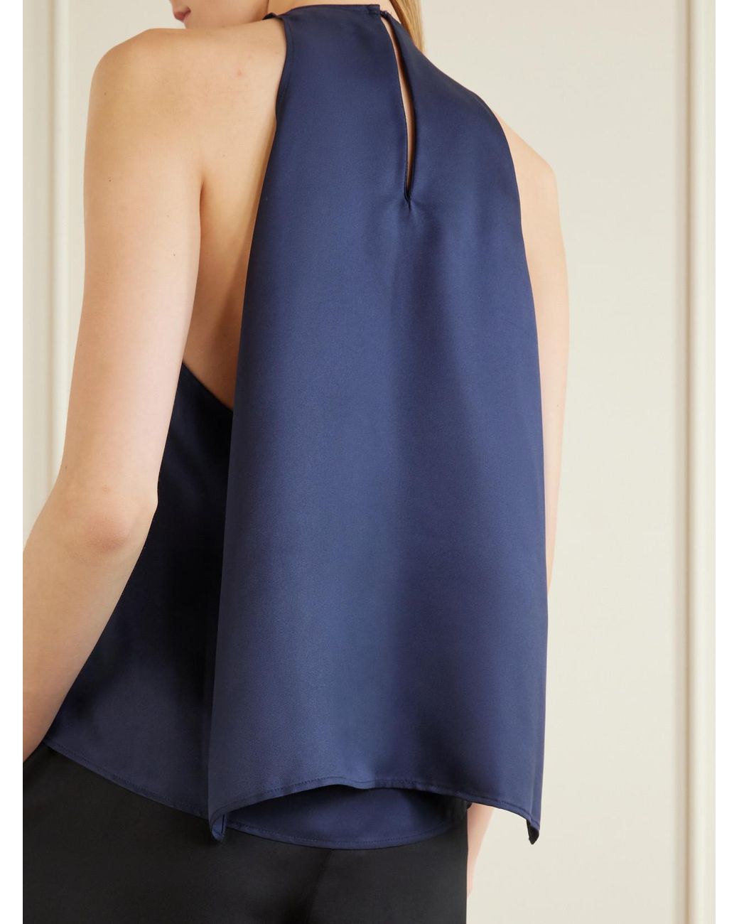 Loulou de Saison Blue Cape Silk-Twill Blouse
