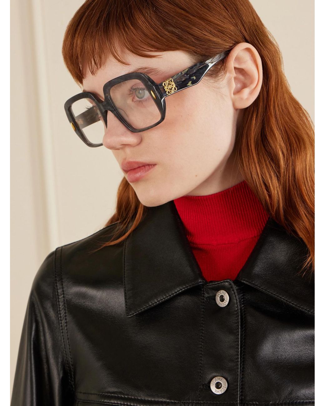 Loewe Black Anagram Square-Frame Acetate Optical Glasses